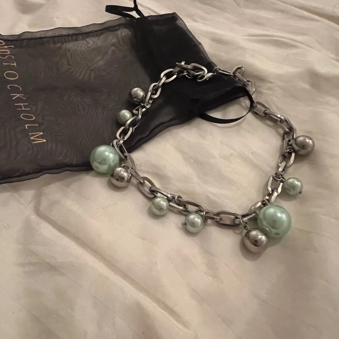 kedjehalsband med pärlor - 90