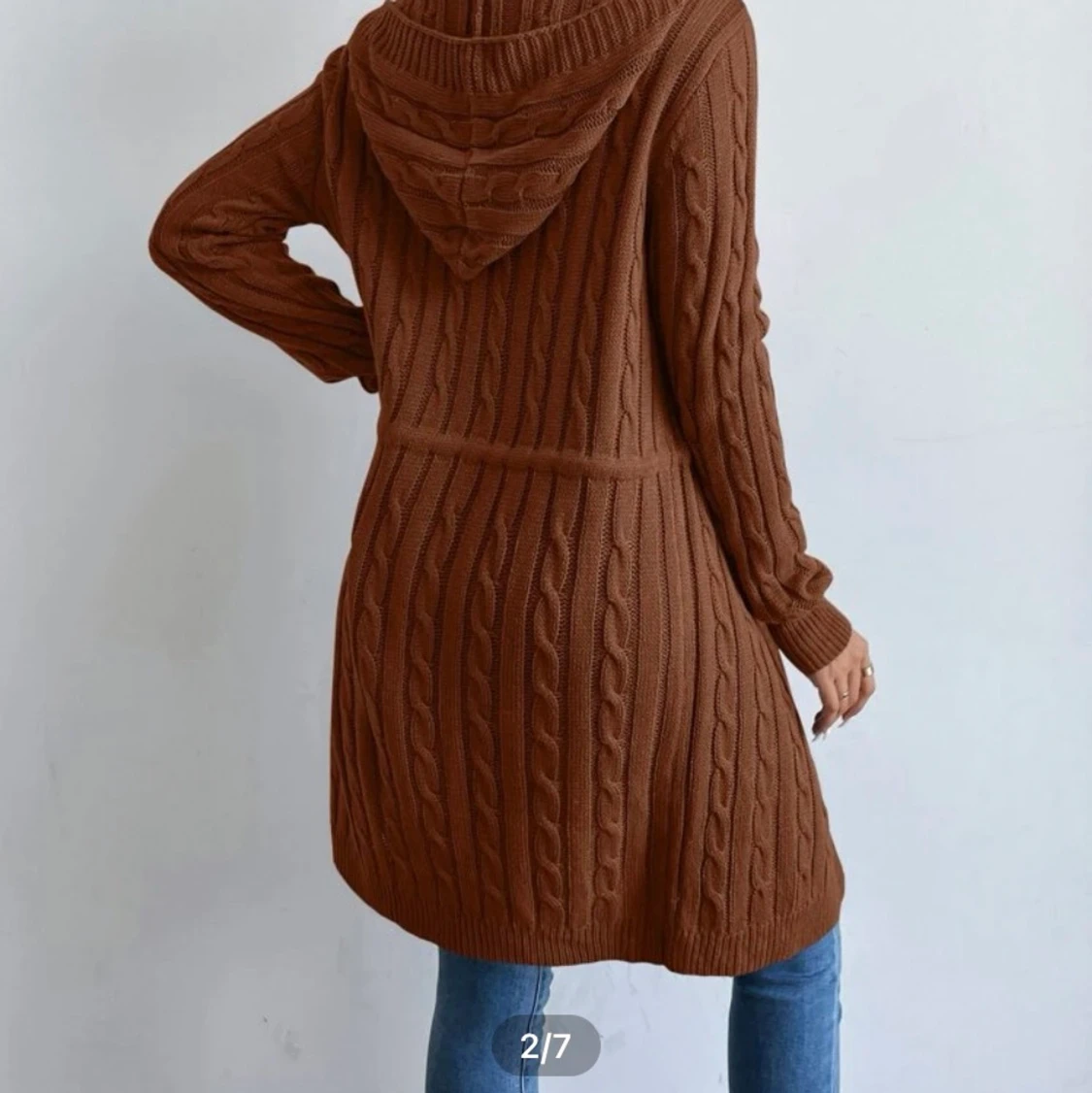 Stickad långkofta luva - 90