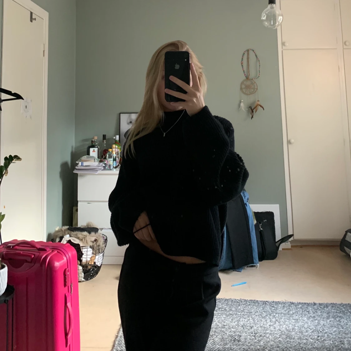 Svart stickad tröja - 90