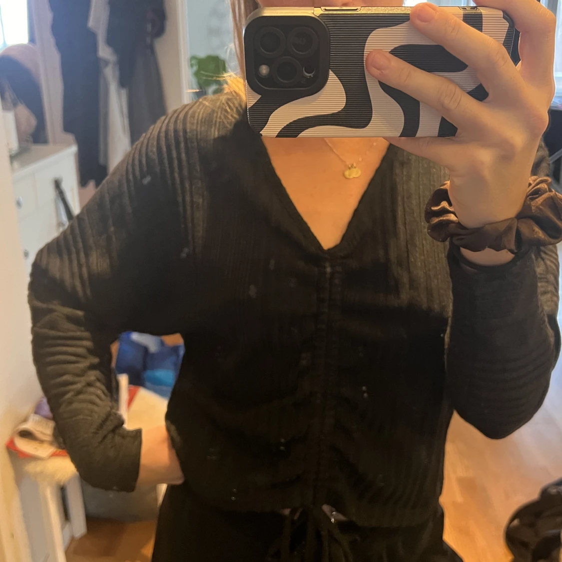 Svart justerbar stickad tröja - 90