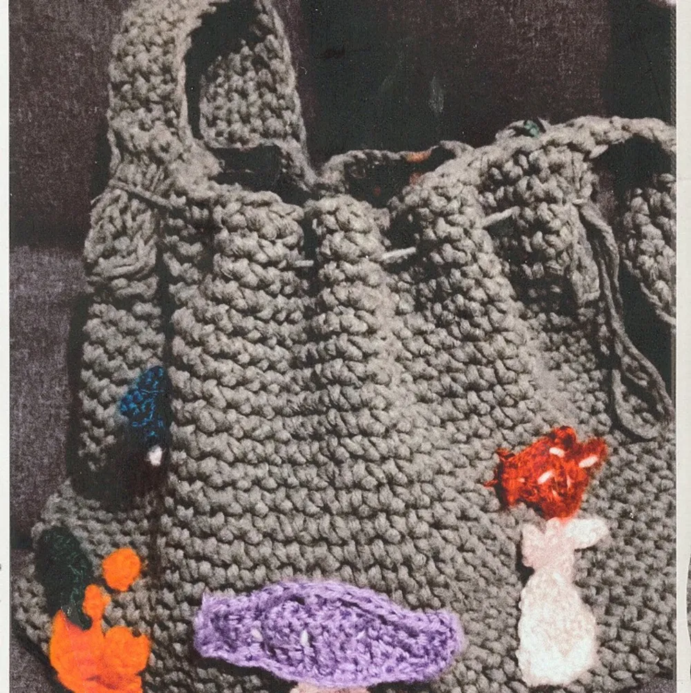 Big handmade bag with mushrooms application. Onesize onecolor, but can make it custom! Handmade. Contact this ad if you want a custom order.  Can make anything!. Väskor.