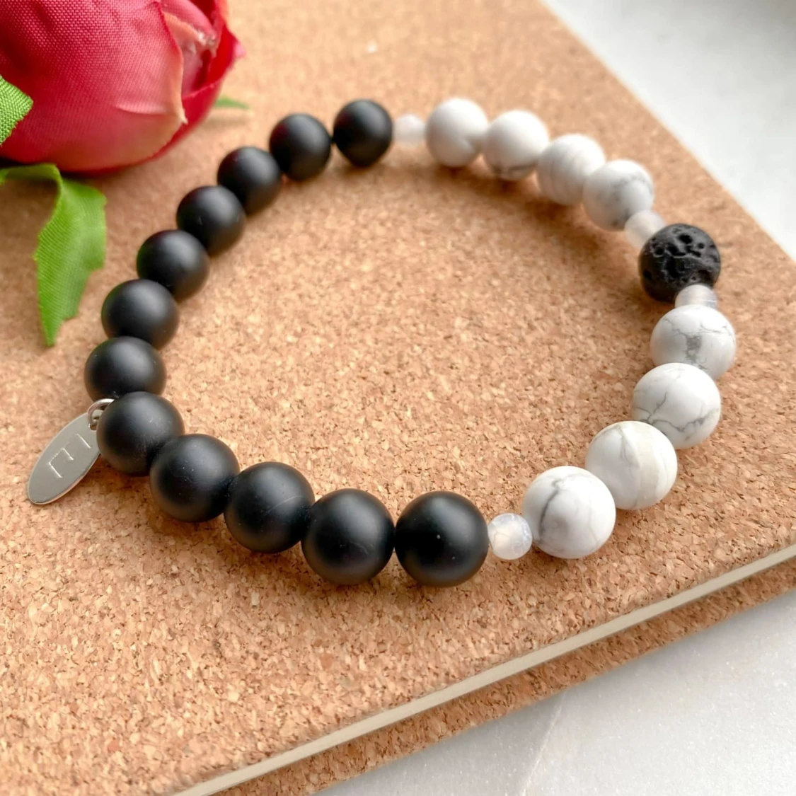 Pärlor armband svart matt agat  - 90