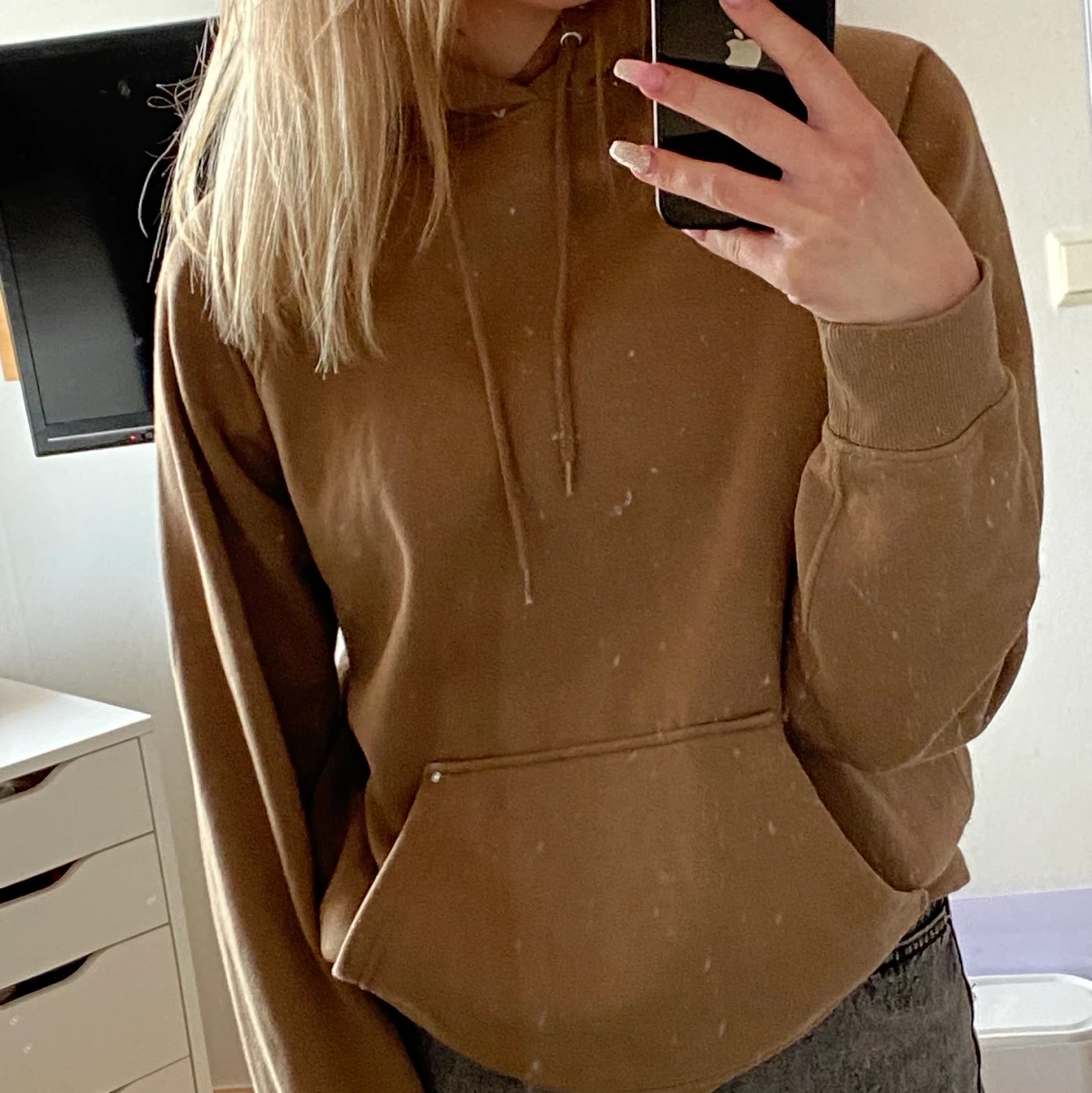 Brun hoodie från hm strl xs