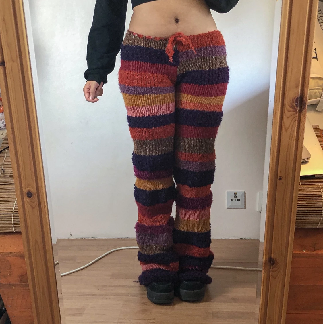 Stickade randiga byxor  - 90