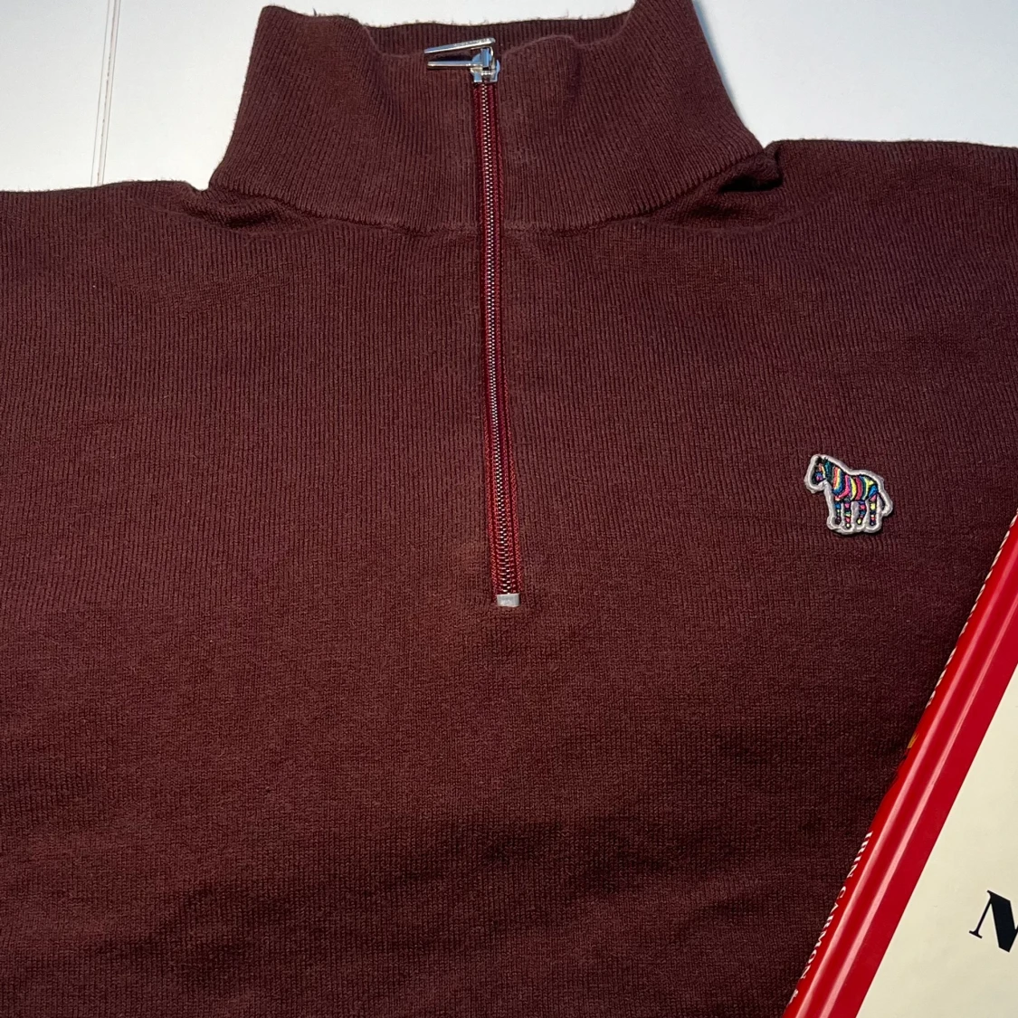 Paul Smith Half Zip vinröd