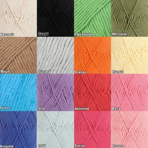 Färger🌈 - 🧡INFO OM VILKA GARN/FÄRG MAN KAN VÄLJA🧡 1: 100% bomull 2. 75% ull 25 % polyamid, tunnare garn 3. 87% bomull 7% polyamid 6% metallfiber, önskemål om annan färg? Skriv t mig🥰