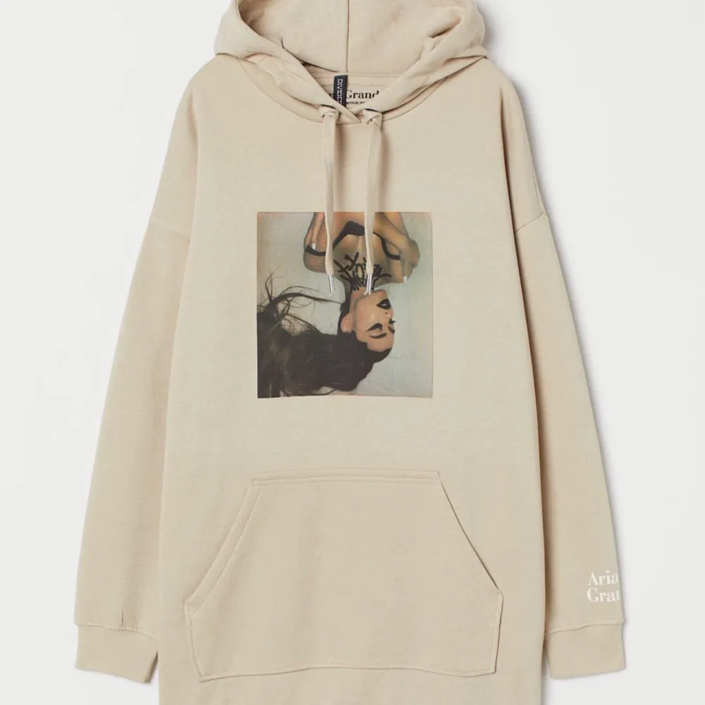 Ariana Grande hoodie från h&m! Använd några gånger, men inga tecken på användning! 🤎🤎🤎🤎 PRUTA GÄRNA!. Tröjor & Koftor.