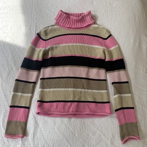 Randig tröja - Jätte fin stickad polotröja i rosa