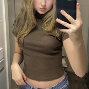 Brandy Melville polo tröja  - Brun polo tröja med korta armar från brandy Melville, använd fåtal gånger. Kan mötas upp i Stockholm annars står köparen för frakt💖