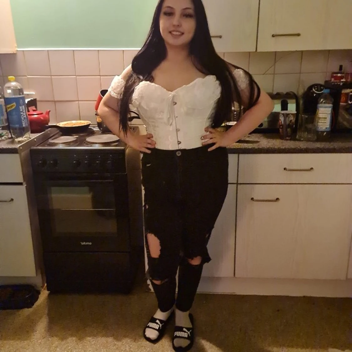  hand made white corset top XL - 90