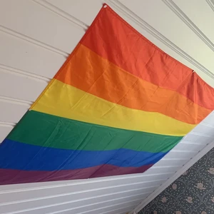 Pride flagga  - 152x90cm stor Pride flagga. Köpte för 100kr säljer för halva priset (plus frakt) Perfekt att hänga på sitt tak eller sin vägg. Flaggan har varit i samma rum som Louis Tomlinson (fun fact)  Tar helst betalt med Swish 💗🏳️‍🌈