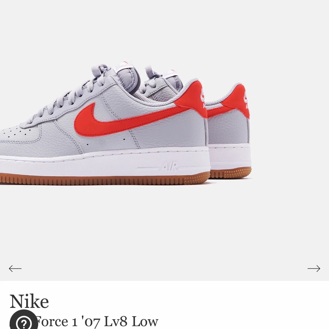 Nike Air force 1 ’07 Lv8 low 46 grå vit röd