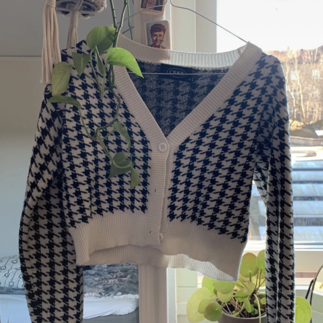 Houndstooth söt och mjuk kofta - 90