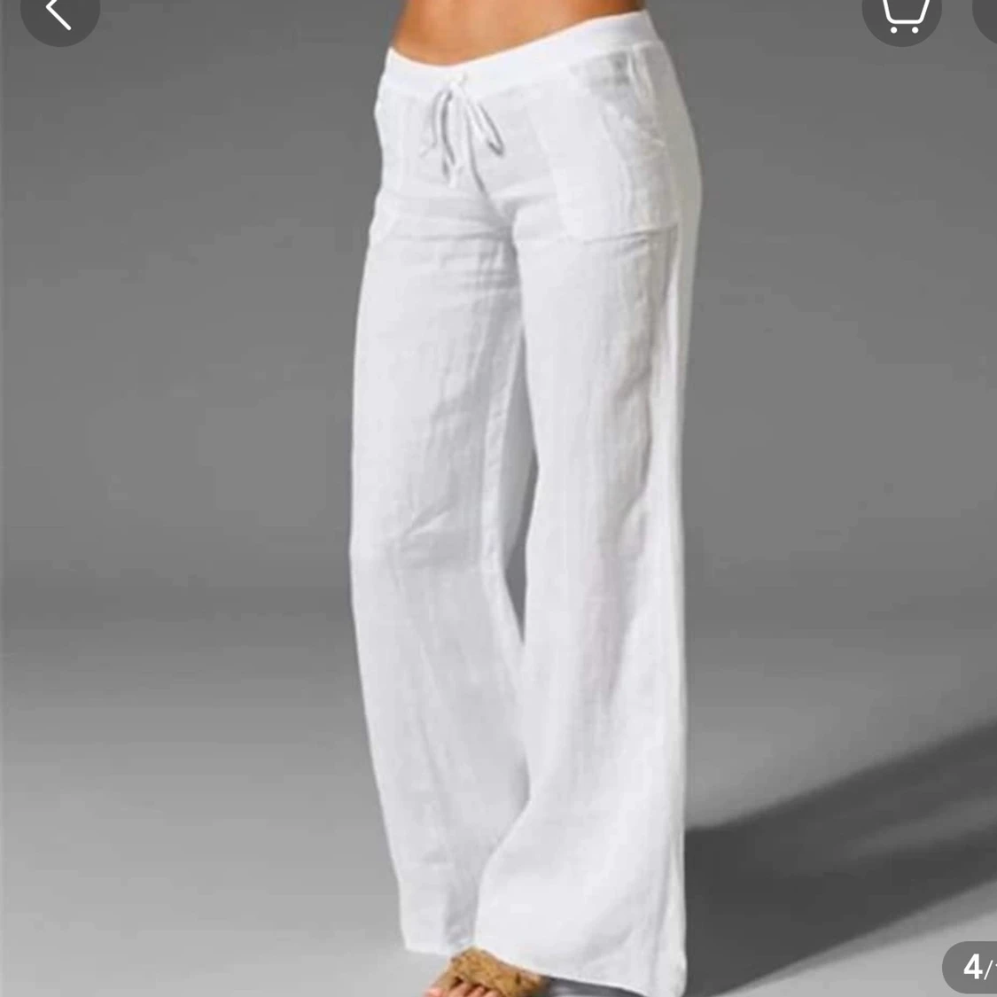 Vita lågmidjade linnebyxor