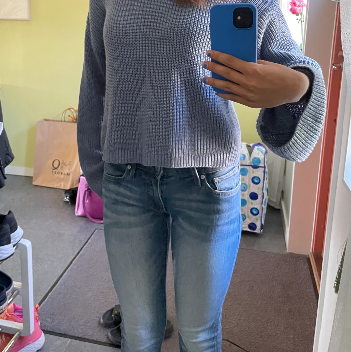 Stickad blå tröja Na-kd - 90