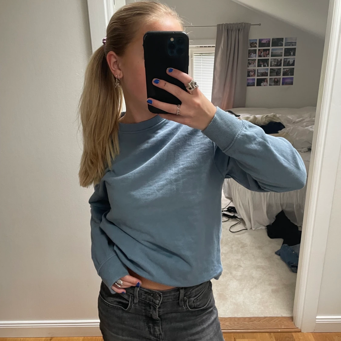 blå collagetröja - 91