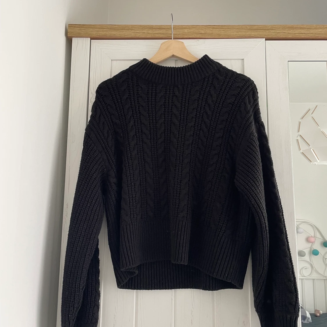 Monki cable-knit sweater in black