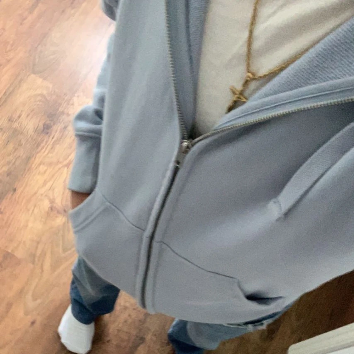 Vanlig ljus blå hoddie - 90