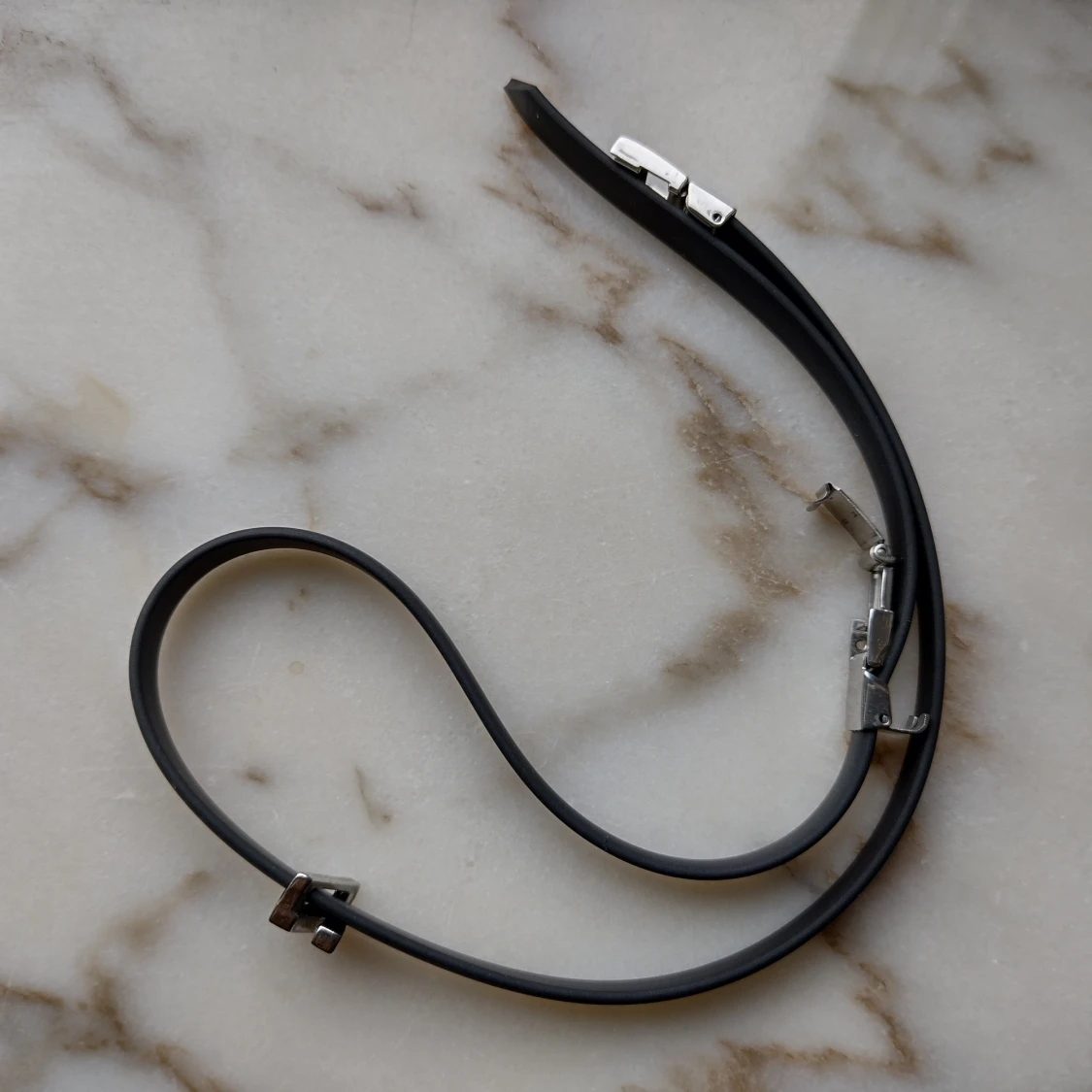 Oanvänd svart choker/halsband med avtagbar berlock (bokstaven N/Z) - Stainless steel - 90