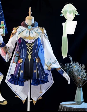 Genshin cosplay - Säljer sucrose genshin impact cosplay Storlek xs Köpt för 1140kr Kommer med hela kostymen och peruk men inte skor!!  Peruken är stylad men lite trasslig  Fraktar gärna !!  Anledning : slutat cosplaya  Storleks måtten står på tredje bilden.  
