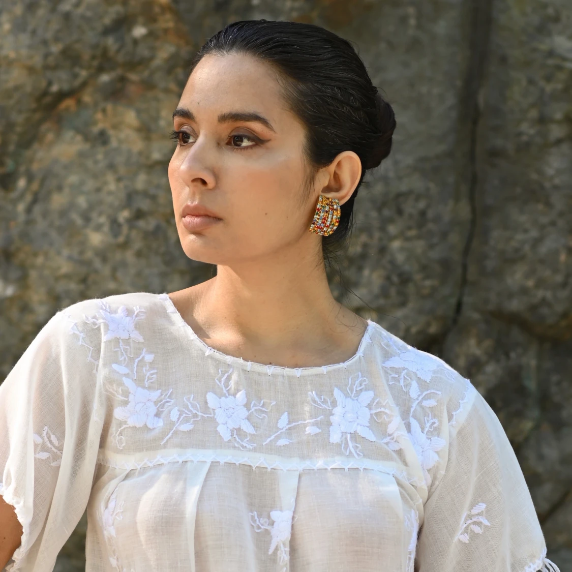 Vintage Colorful Crystal Earrings - 90