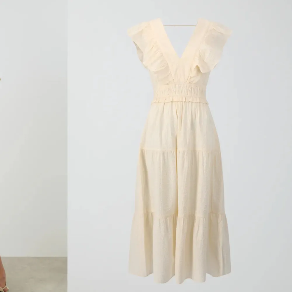 Ginas ”ruffle dress” använd 2 gånger och är precis som ny. Nypris 699kr. Jättelätt skönt material och man behöver aldrig tänka på att justera klänningen ☀️🍓🍋. Klänningar.