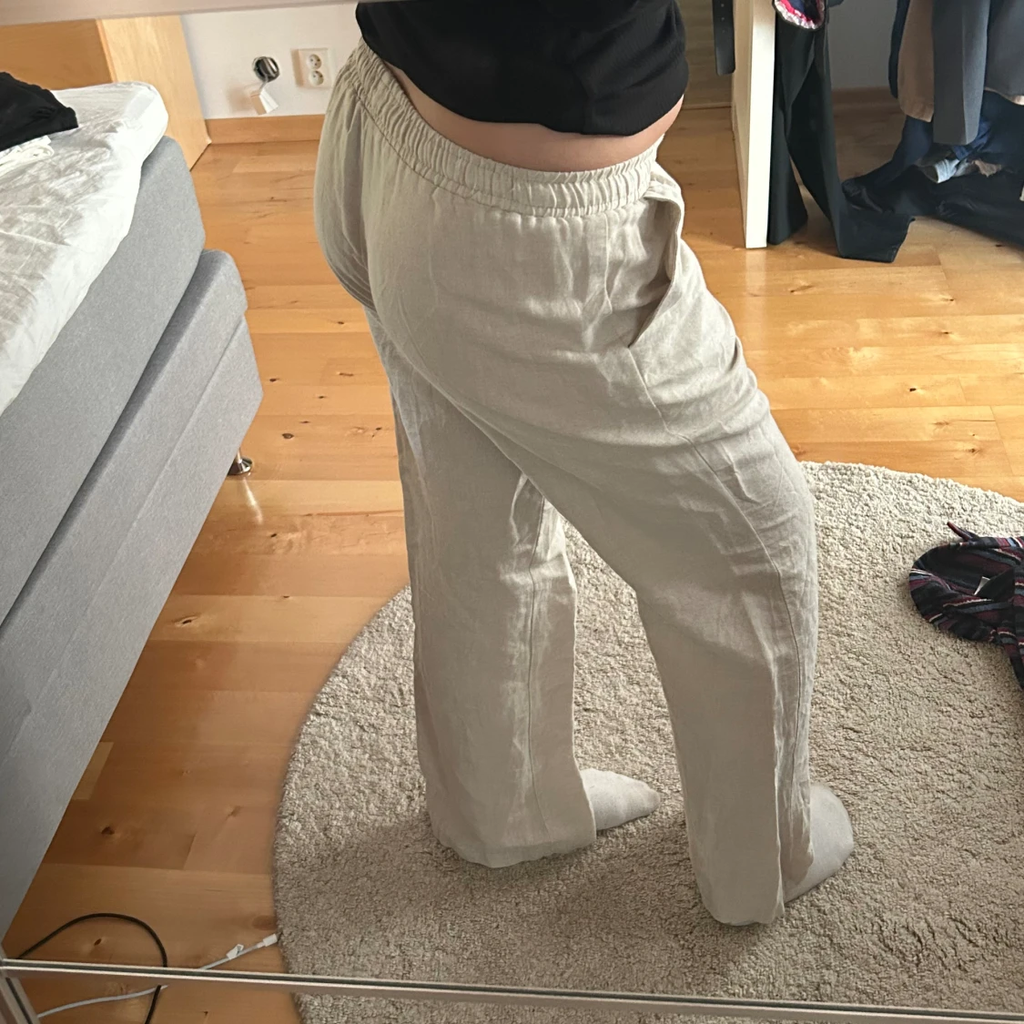 Beige Linnebyxor - 91