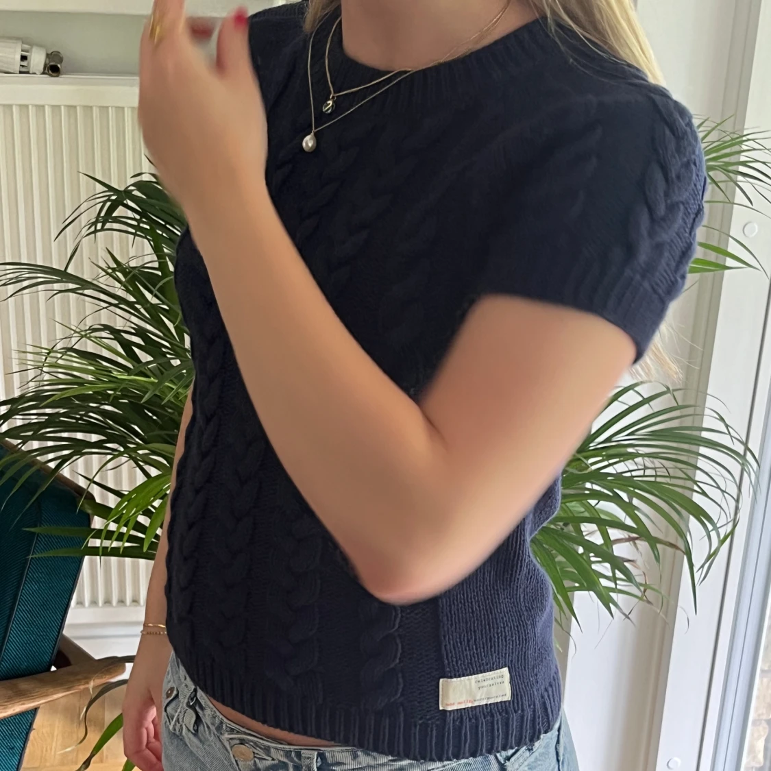  stickad mörk blå  odd Molly tröja  - 90