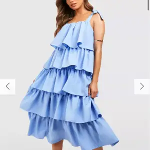En super fin blå volang klänning perfekt till sommaren🩵helt i nyskick med prislapp. Säljer den då jag inte gillade längden. Har ej strukit klänningen på sista bilden! Nypris: 350kr