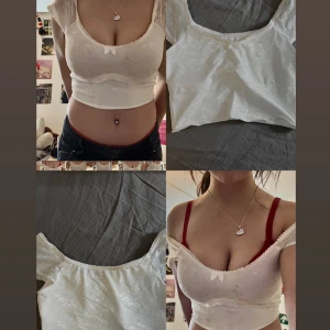 Vit spets topp - Supa cute vit spets topp! Går att ha som off-shoulder och som vanligt. Passar nog xs-s. Är lite tighta vid brösten så man får lite push🙊