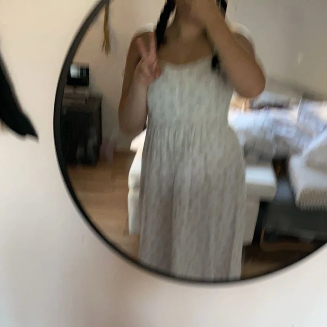 Blommig linne klänning  - 91