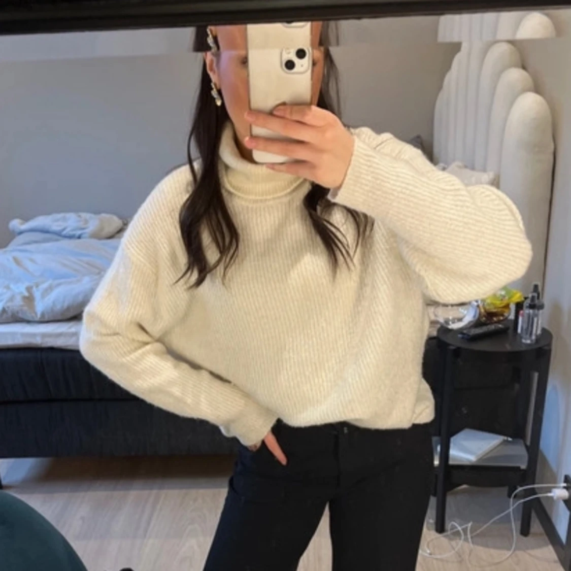 Stickad tröja med polo - 91