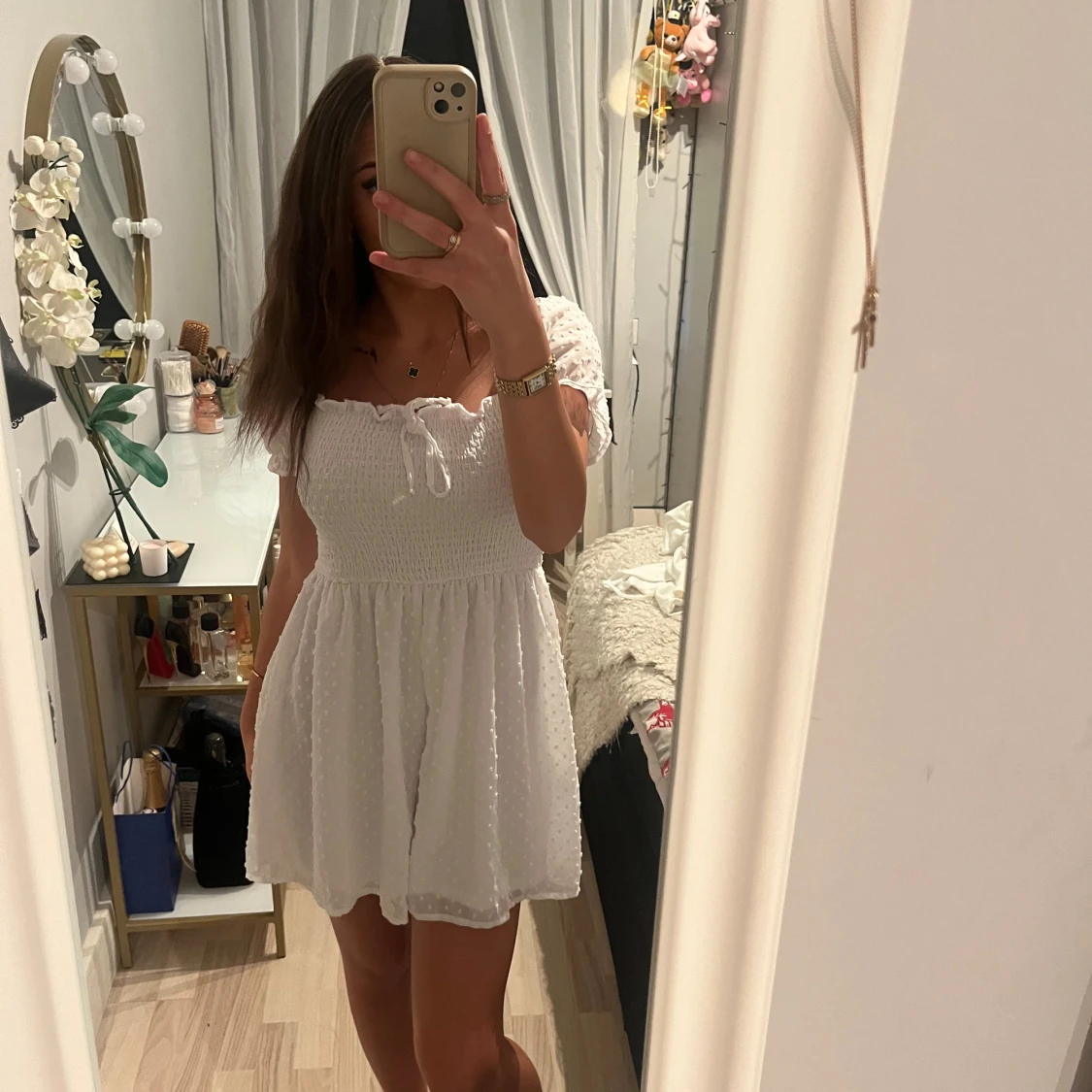 Vit bodysuit/klänning - 90