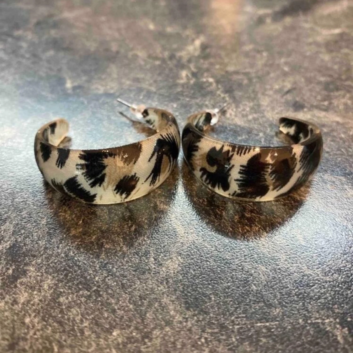 Leopard Mönstrade Hoop Örhängen  - 90