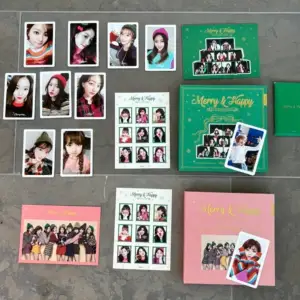This album set includes the happy and the merry version of the album + pre order photo card set + inclusions + momo & Jeongyeon photo cards  Condition: mint 