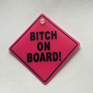 Skyllt - Bitch on board! Skyllt! I rosa Sitter fast med sugpropp Sugproppen går att ta av Frakt tillkommer