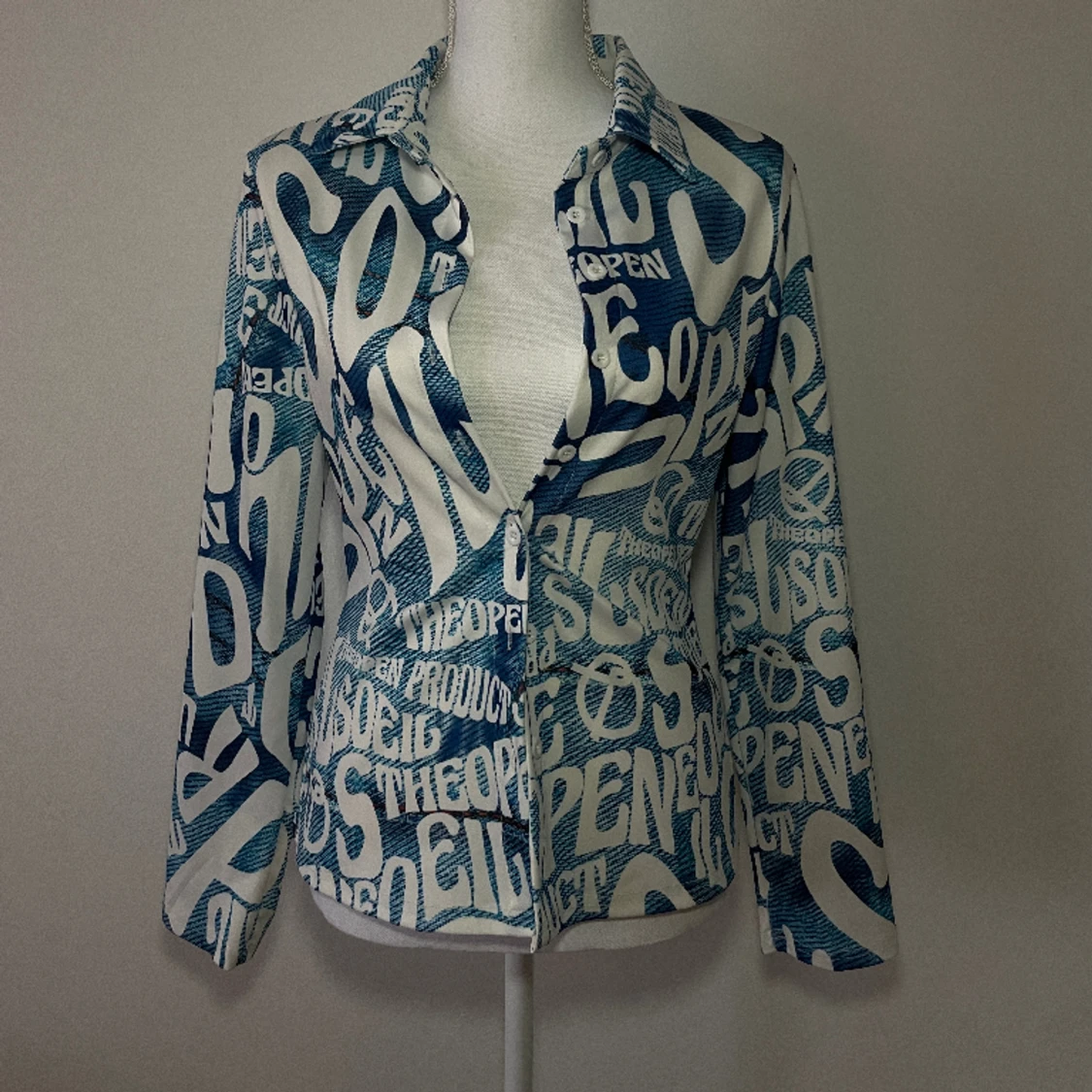 Blå, vit skjorta/blus - 90