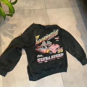 Sweatshirt med tryck - En cool sweatshirt i mörkgrå färg med biltryck!! Köpt för flera år sen men inte använt på nått år ny! Nyskick!!