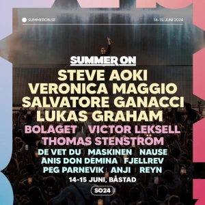 SummerOn Premiumpass - 1st premiumpass fredag 14 juni & lördag 15 juni. Slutsåld på hemsidan. Ord pris 2895kr.