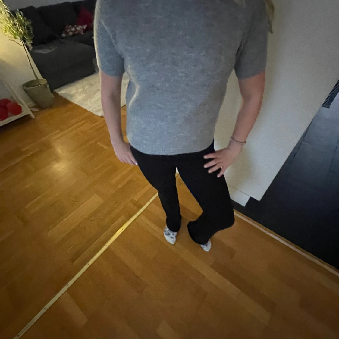 Kortärmad stickad tröja  - 90