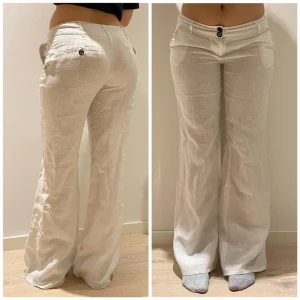 Lågmidjade linnebyxor  - Midjemått 40,5cm Innerbenslängd 78cm💕 Jag har vanligtvis storlek 38/M eller större S. 