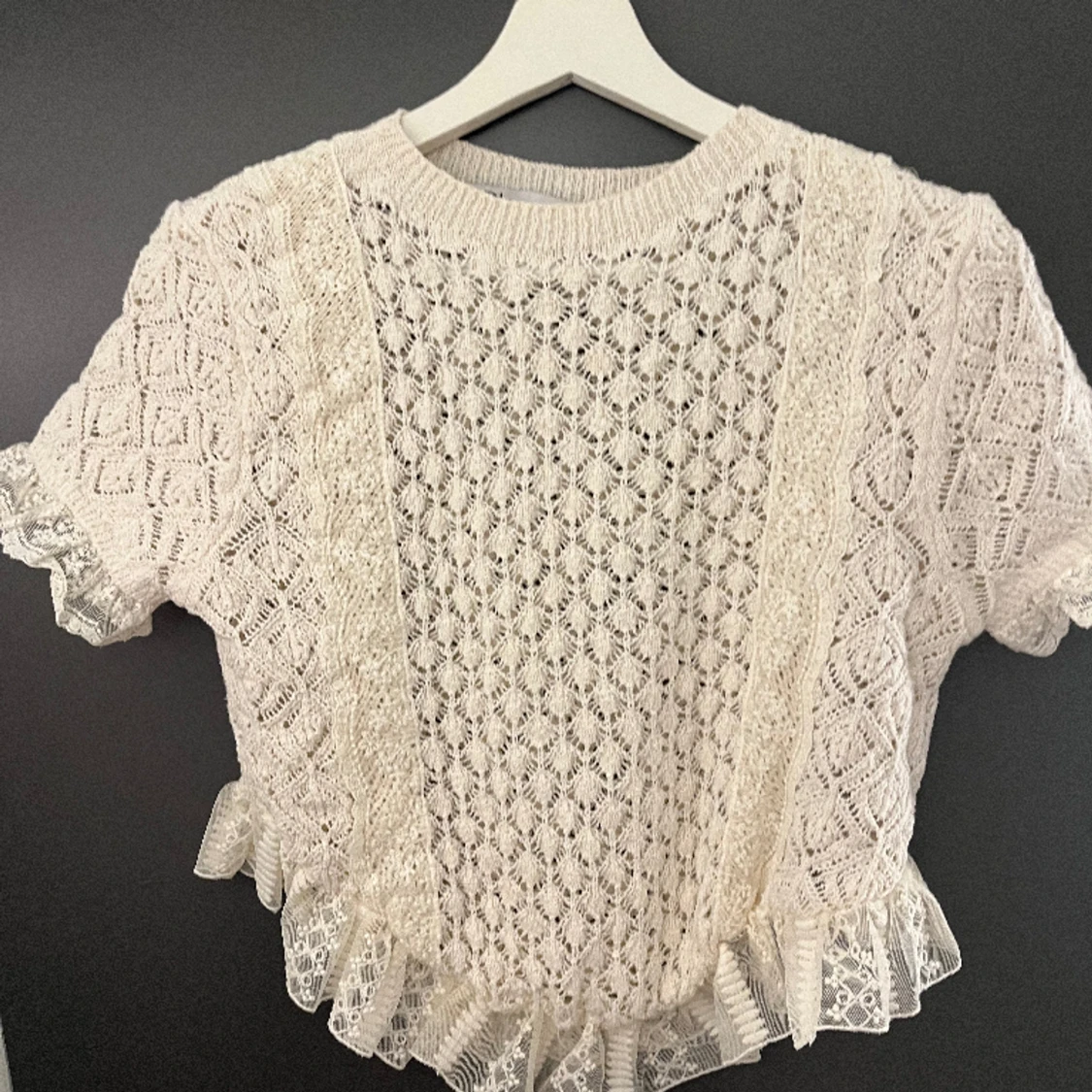 Virkad tröja men spets  - 91