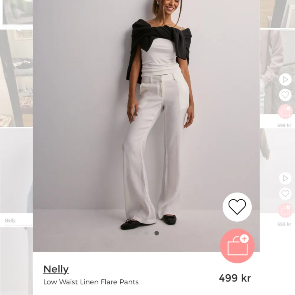 Säljer de populära linnebyxorna från Nelly då jag köpte två par. Aldrig använda med lapp kvar. Finns ej i storlek på Nelly just nu. Lite långa på mig som är 165. Jeans & Byxor.