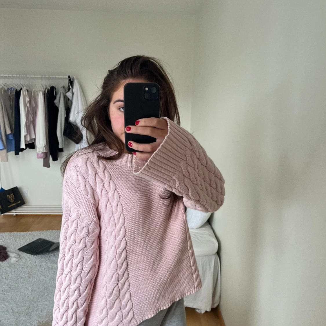 stickad rosa tröja - 91