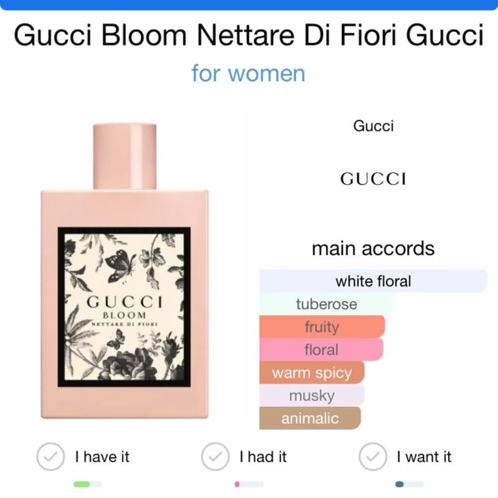Dam parfym från Gucci som är av högsta kvalitet.  Aldrig använd 50 ml kvar.  Nypris runt 1000kr Mitt pris 500kr. Övrigt.
