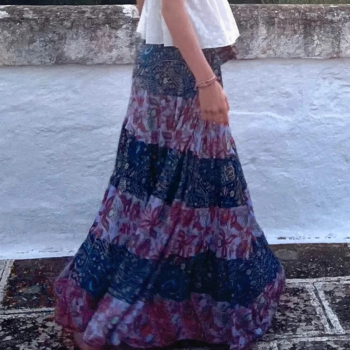 Lila mönstrad långkjol  - 90