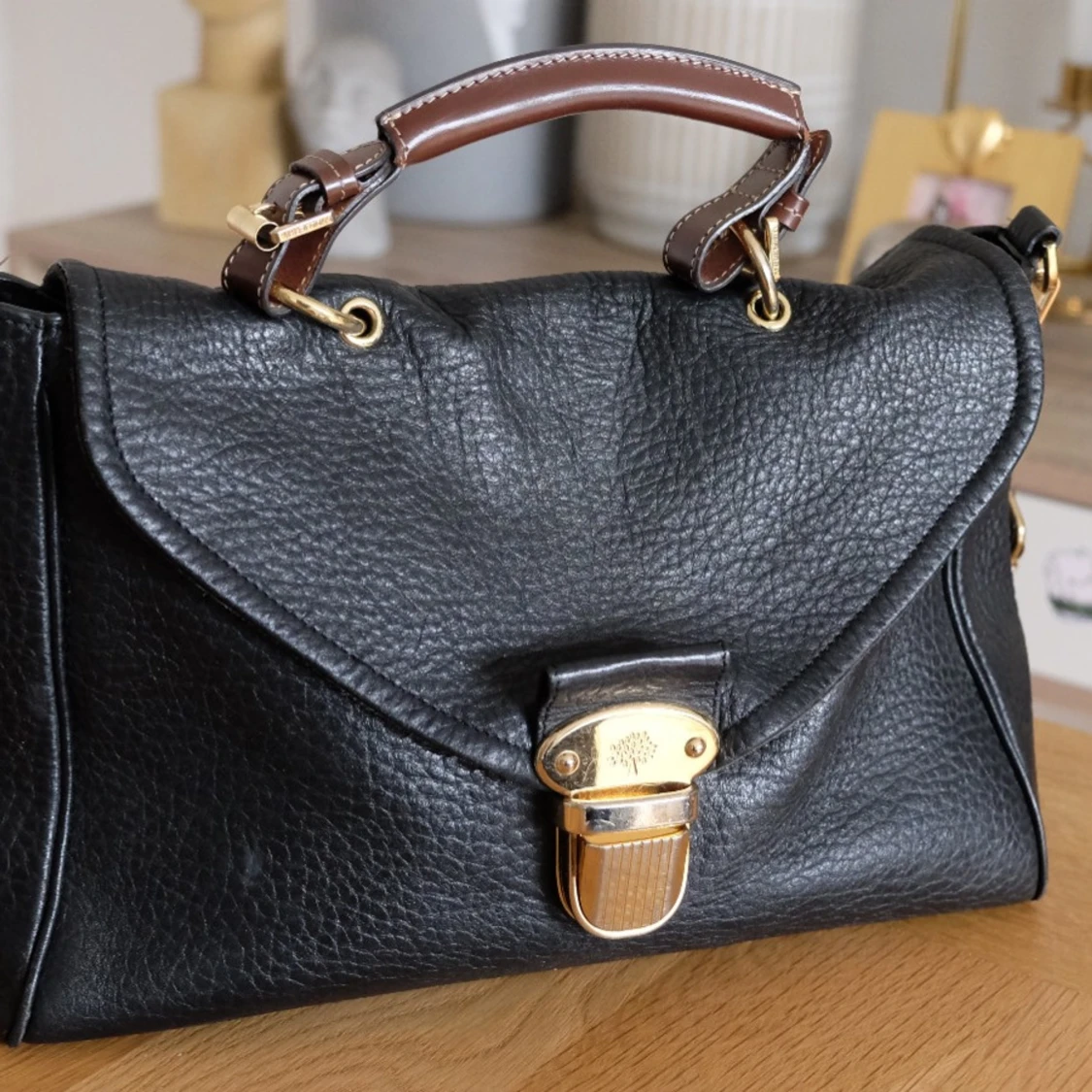 Mulberry Polly Push Lock satchel läder, stl: 34x24x11cm 