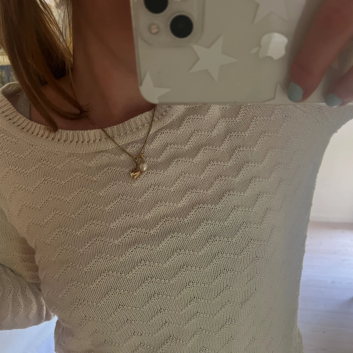 Vit stickad tröja - 90