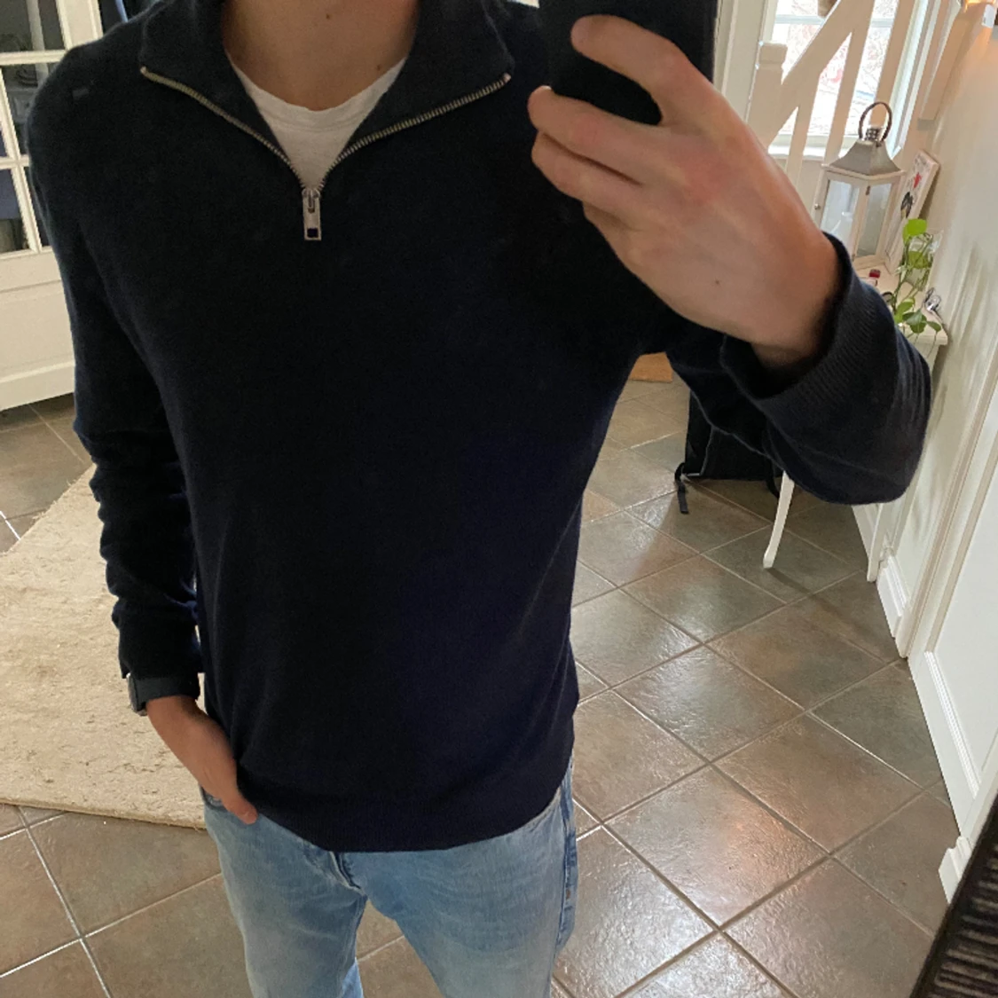 Tröja med halv dragkedja  - 90