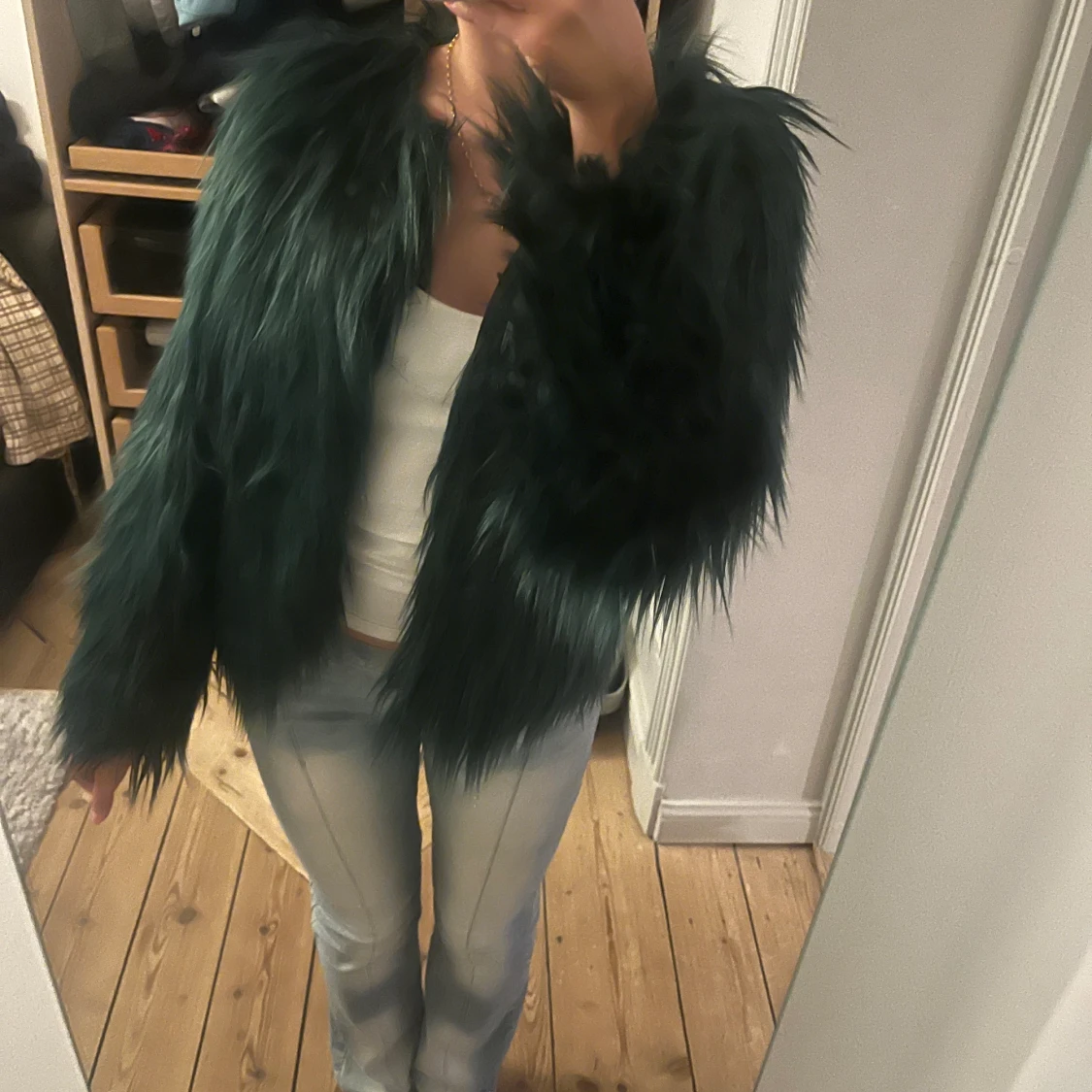 Grön pälsjacka   - 90